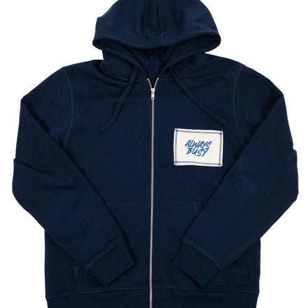 NAVY CALICO ZIP UP HOODIE