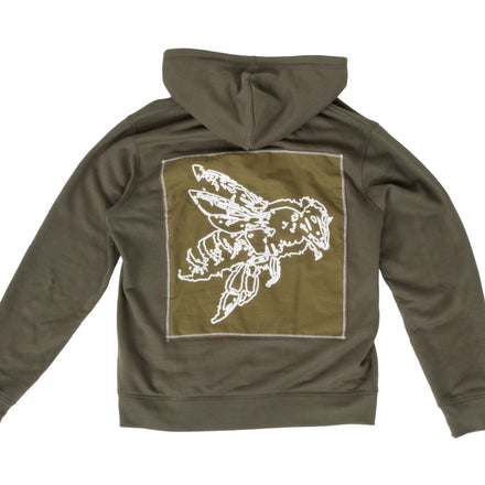 KHAKI ZIP UP HOODIE