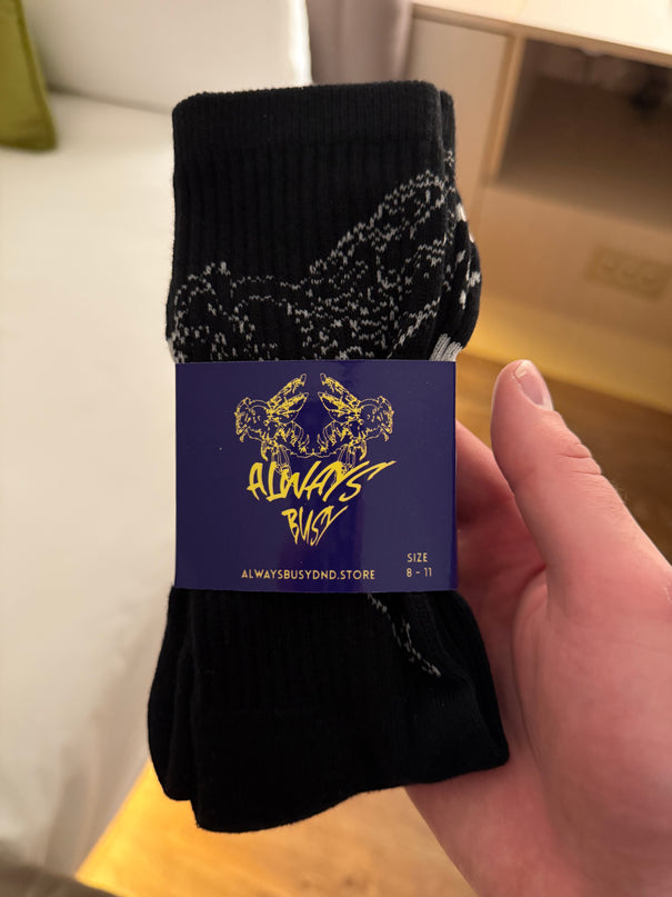 BLACK GRAFTER SOCKS  ( UK 8 - 11 ) * 3 PAIRS *