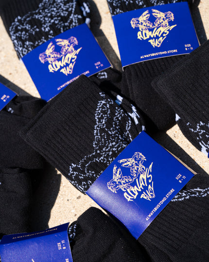 BLACK GRAFTER SOCKS ( UK 8 - 11 )  * 1 PAIR *