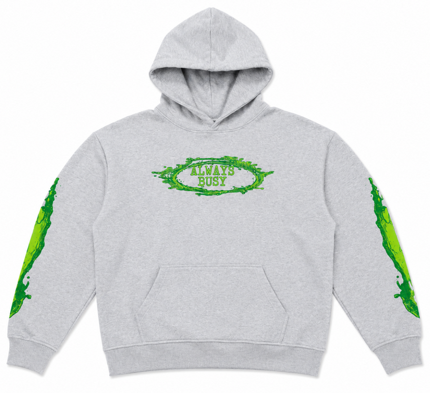 OVERSIZED GREY SPLATTER HOODIE