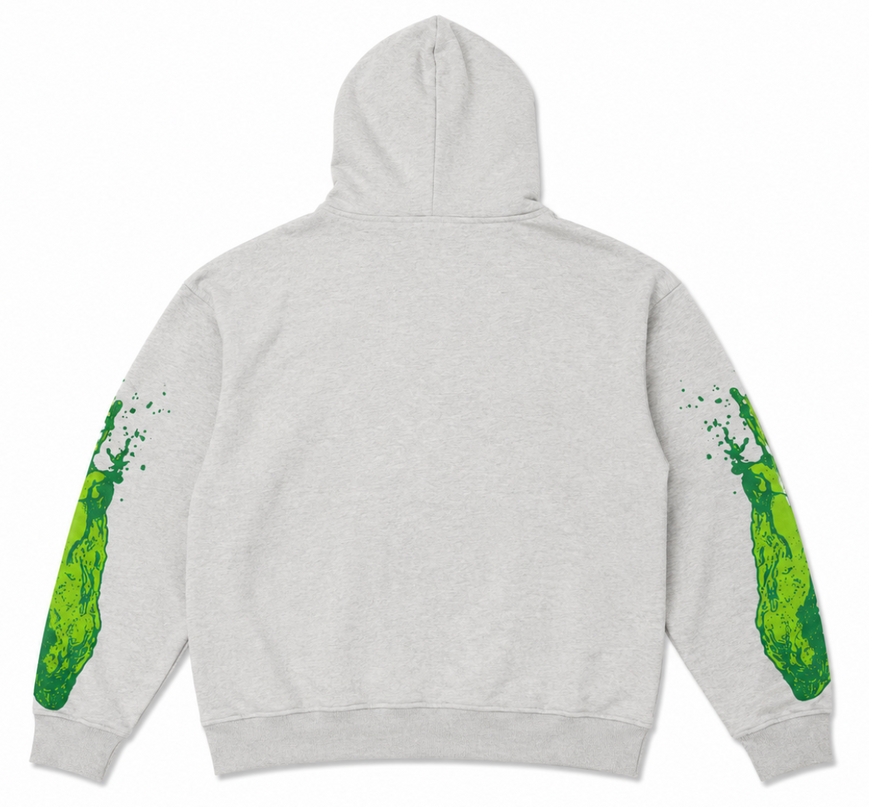 OVERSIZED GREY SPLATTER HOODIE