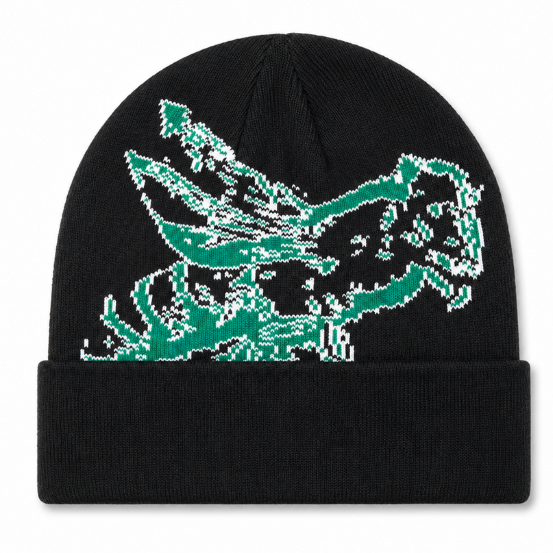 BLACK JACQUARD BEANIE