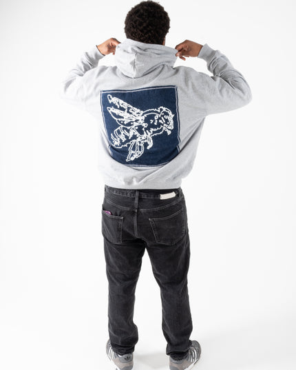 GREY OVERSIZED DENIM HOODIE