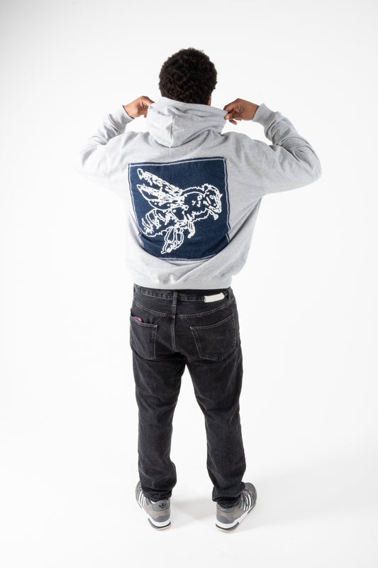 GREY OVERSIZED DENIM HOODIE