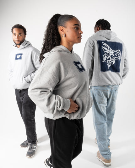 GREY OVERSIZED DENIM HOODIE