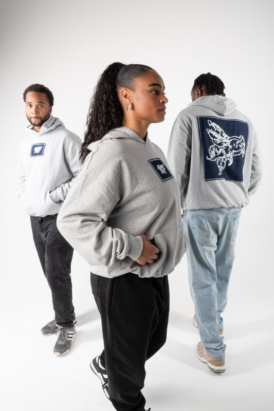 GREY OVERSIZED DENIM HOODIE