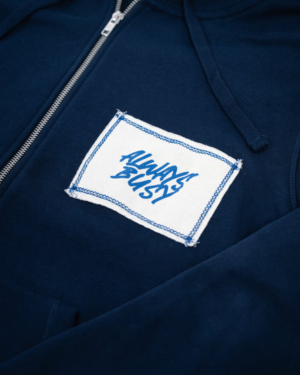 NAVY CALICO ZIP UP HOODIE