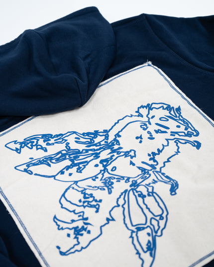 NAVY CALICO ZIP UP HOODIE