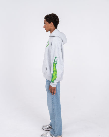 OVERSIZED GREY SPLATTER HOODIE