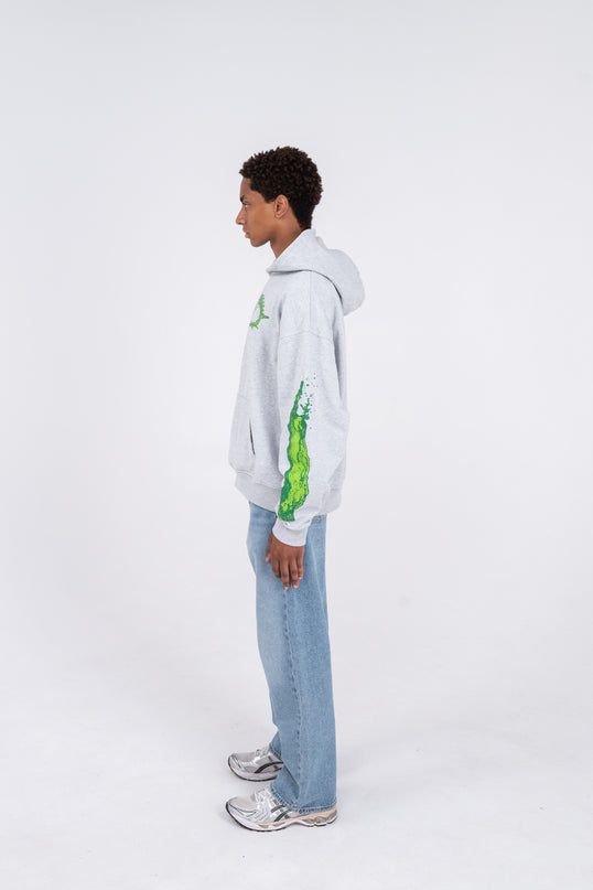 OVERSIZED GREY SPLATTER HOODIE