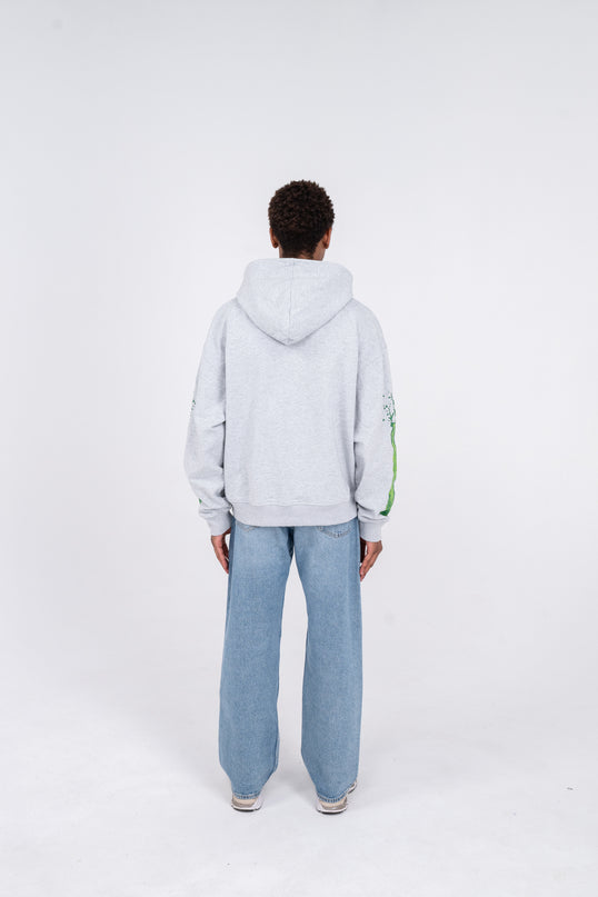 OVERSIZED GREY SPLATTER HOODIE