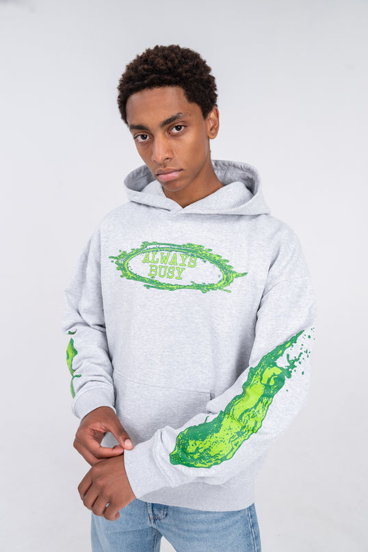OVERSIZED GREY SPLATTER HOODIE