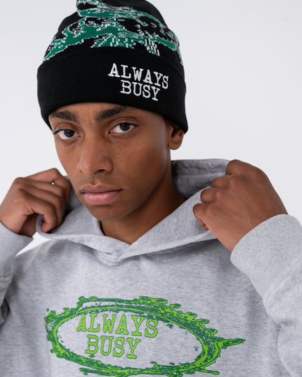BLACK JACQUARD BEANIE