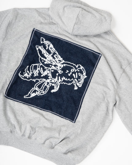 GREY OVERSIZED DENIM HOODIE