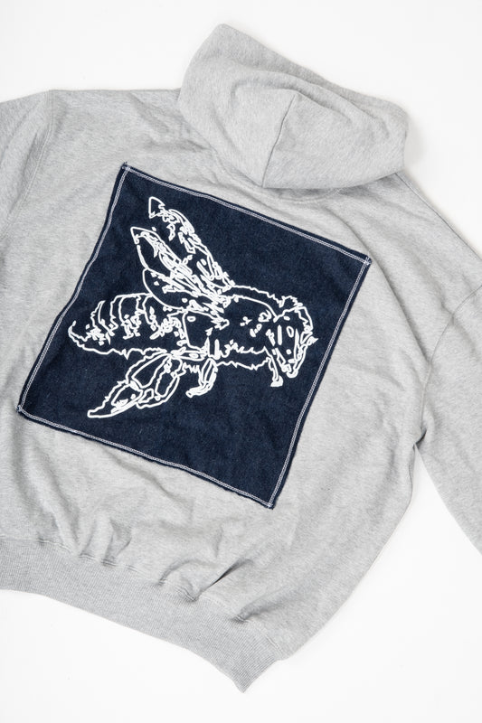 GREY OVERSIZED DENIM HOODIE