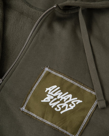 KHAKI ZIP UP HOODIE