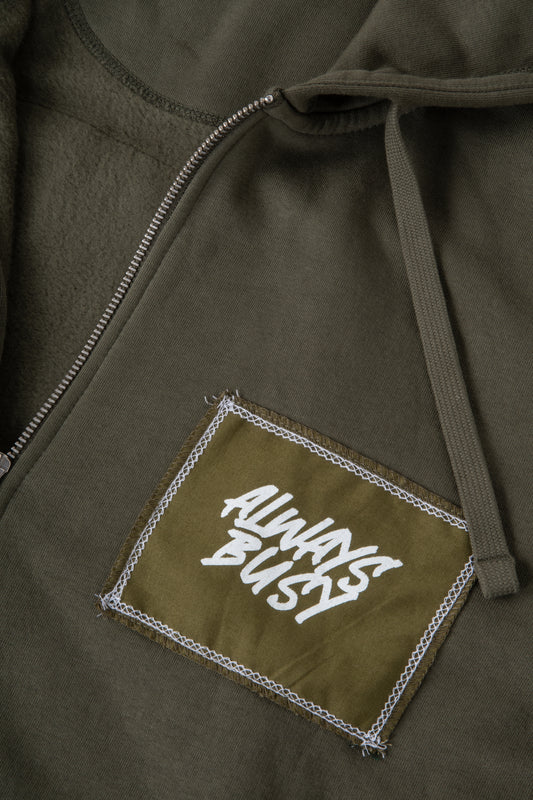 KHAKI ZIP UP HOODIE