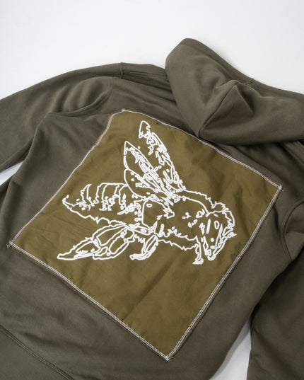 KHAKI ZIP UP HOODIE