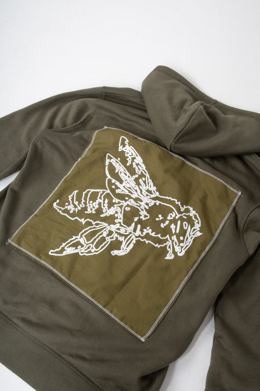 KHAKI ZIP UP HOODIE