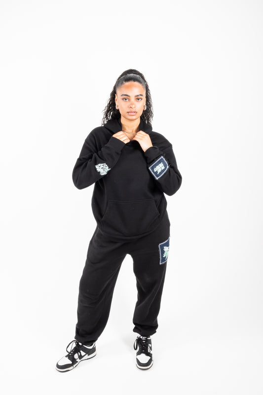 BLACK RELAXED DENIM TRACKSUIT