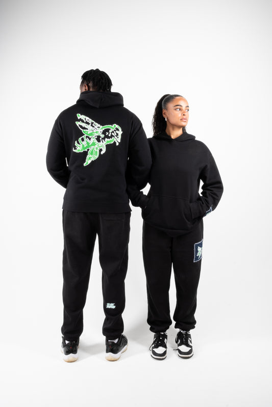 BLACK RELAXED DENIM TRACKSUIT
