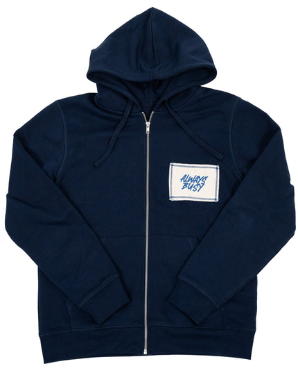 NAVY CALICO ZIP UP HOODIE