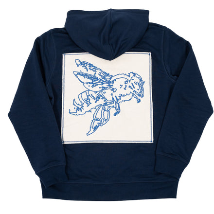 NAVY CALICO ZIP UP HOODIE
