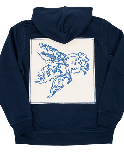 NAVY CALICO ZIP UP HOODIE