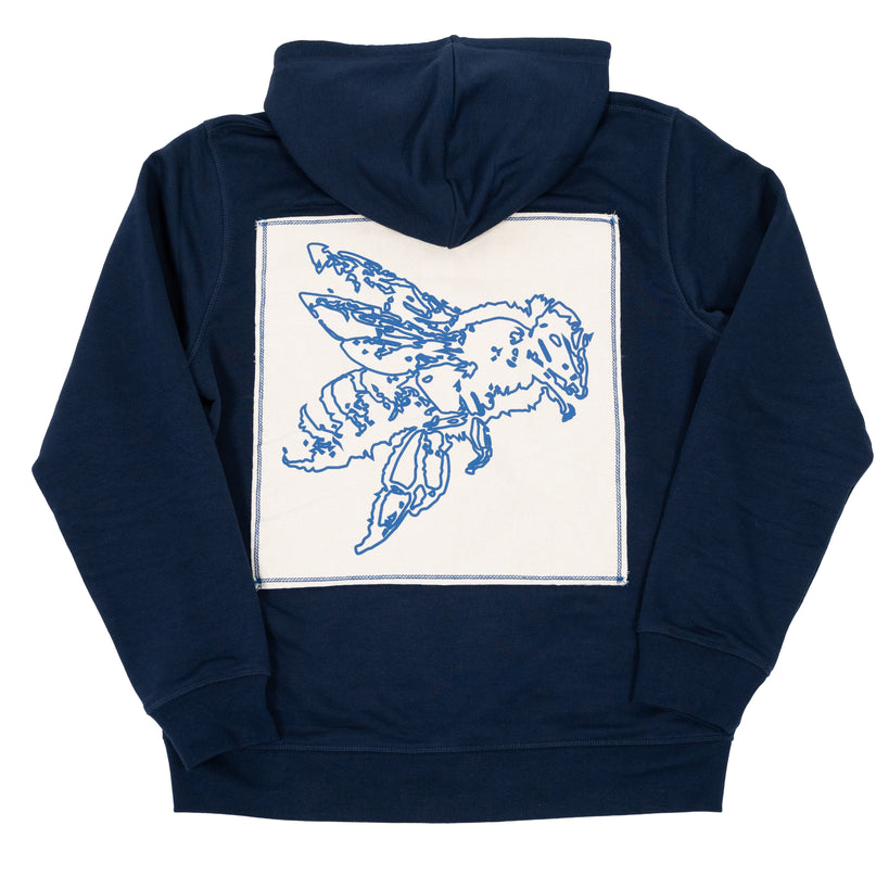 NAVY CALICO ZIP UP HOODIE