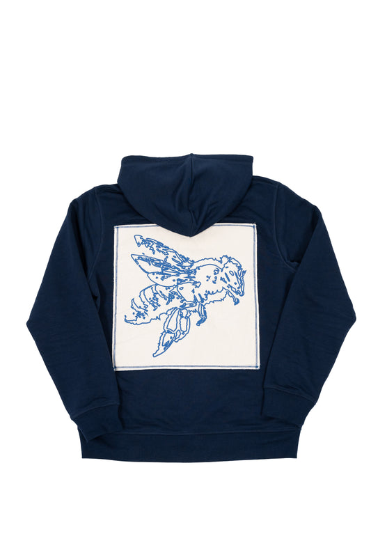 NAVY CALICO ZIP UP HOODIE