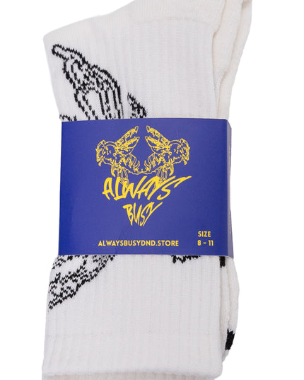 WHITE GRAFTER SOCKS ( 8 - 11 UK ). * 1 PAIR *