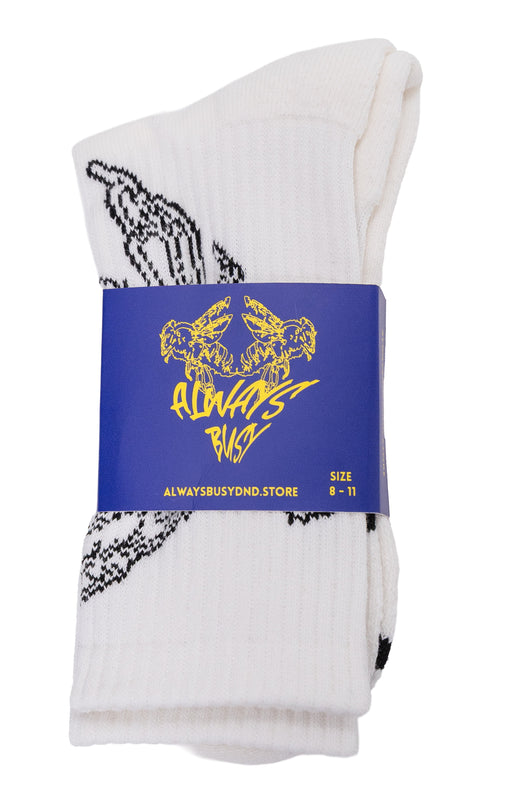 WHITE GRAFTER SOCKS ( 8 - 11 UK ). * 3 PAIRS *