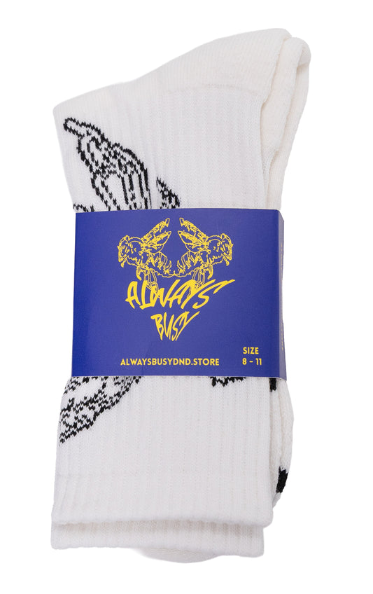 WHITE GRAFTER SOCKS ( 8 - 11 UK ). * 3 PAIRS *