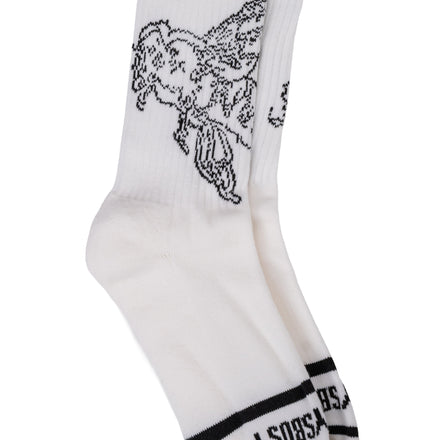 WHITE GRAFTER SOCKS ( 8 - 11 UK ). * 1 PAIR *