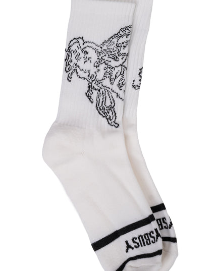 WHITE GRAFTER SOCKS ( 8 - 11 UK ). * 1 PAIR *