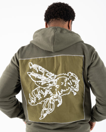 KHAKI ZIP UP HOODIE