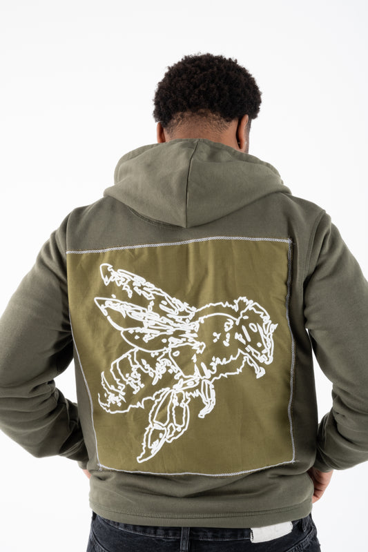 KHAKI ZIP UP HOODIE