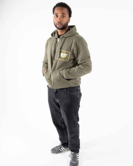 KHAKI ZIP UP HOODIE